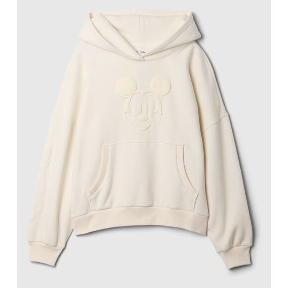NEW NWT Gap x Disney Mickey Cream Hoodie Size 6/7 Minimalist Neutral Pullover - Picture 1 of 3
